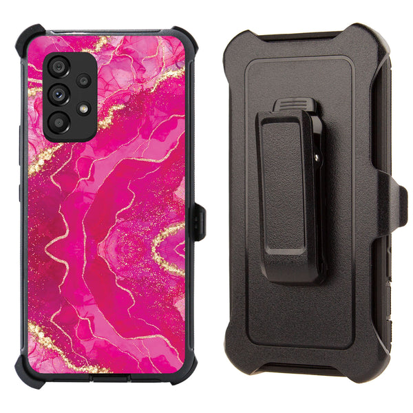 Shockproof Clip Case for Samsung Galaxy A53 5G Pink Marble