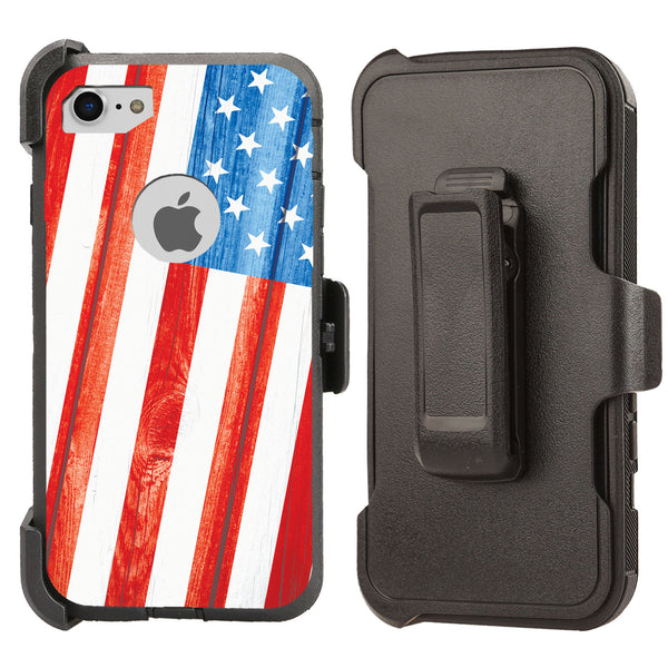 Shockproof Case for Apple iPhone 7 8 Screen Protector American Flag