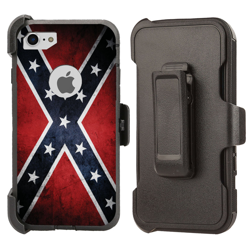 Shockproof Case for Apple iPhone 7 8 Screen Protector Rebel Flag