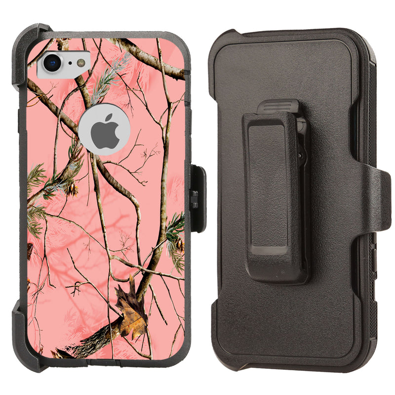 Shockproof Case for Apple iPhone 7 8 Screen Protector Camouflage Pink