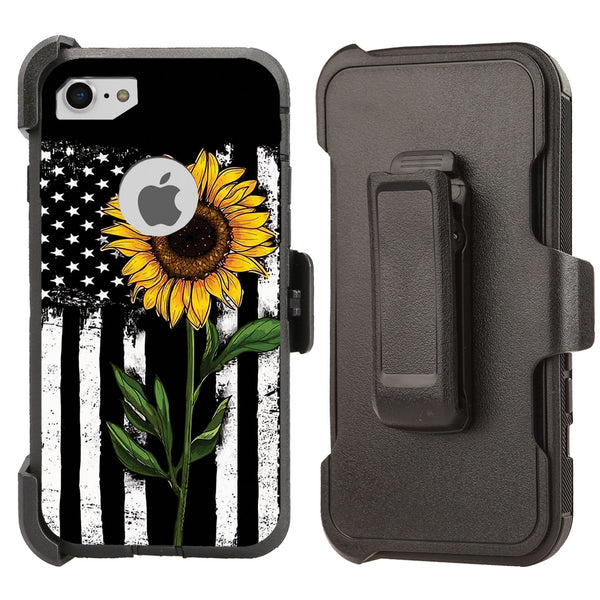 Shockproof Case for Apple iPhone 7 8 Screen Protector Sunflower Flag
