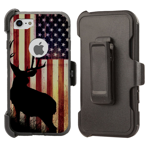 Shockproof Case for Apple iPhone 7 8 Screen Protector Deer Flag