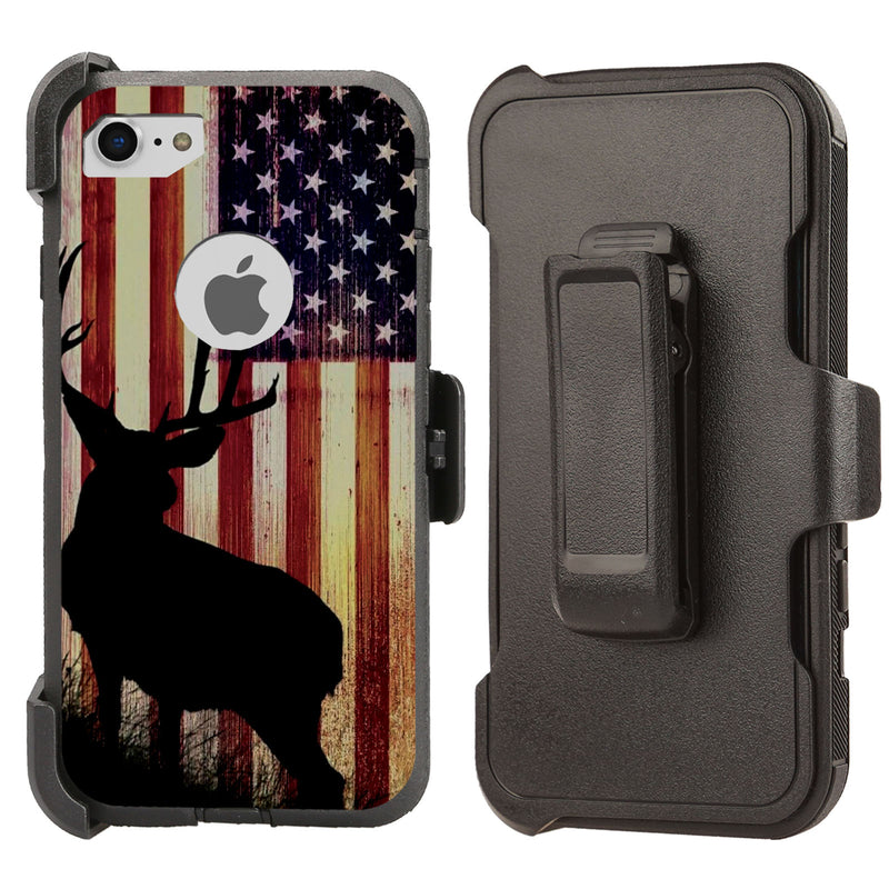 Shockproof Case for Apple iPhone 7 8 Screen Protector Deer Flag