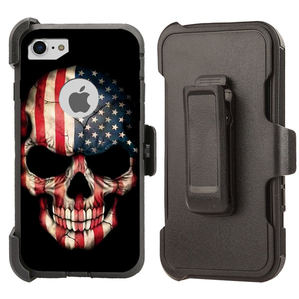 Shockproof Case for Apple iPhone 7 8 Screen Protector Skull Flag