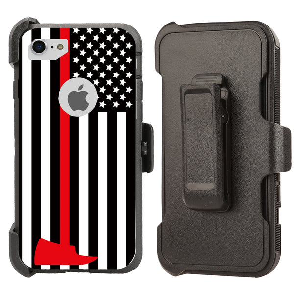 Shockproof Case for Apple iPhone 7 8 Fire Department Flag Cover Clip Heavy Duty