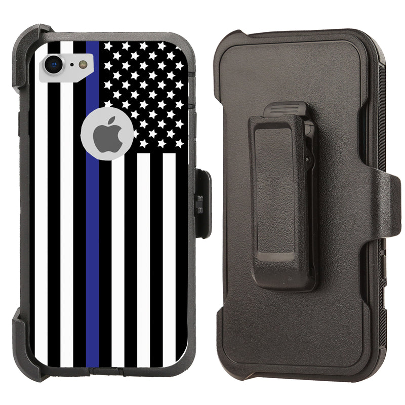 Shockproof Case for Apple iPhone 7 8 Police Flag Cover Rugged Heavy Duty