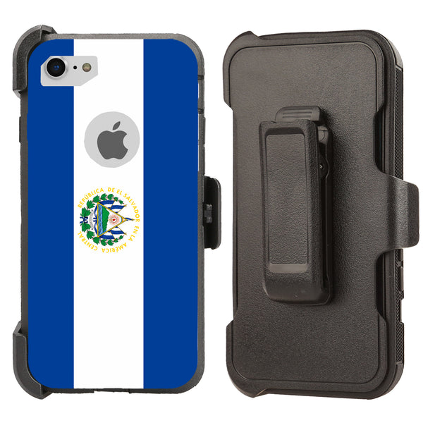 Shockproof Case for Apple iPhone 7 8 Flag El Salvador Cover Clip Rugged Heavy