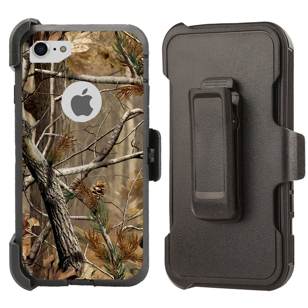 Shockproof Case for Apple iPhone 7 8 Camouflage Tree Brown Cover Clip Rugged
