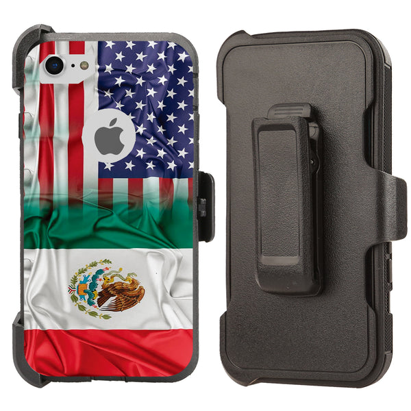 Shockproof Case for Apple iPhone 7 8 Mexico USA Flag Combined