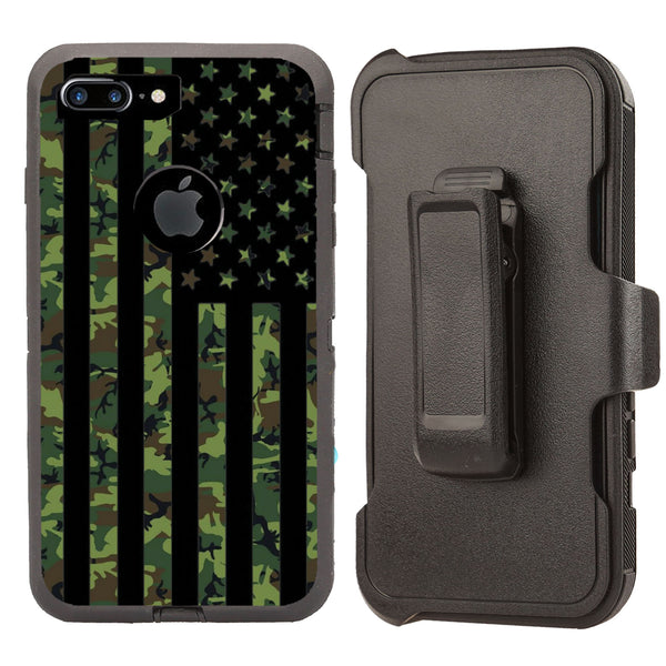 Shockproof Case for Apple iPhone 7+ 8+ Military Camouflage Cover Clip Rugged Heavy