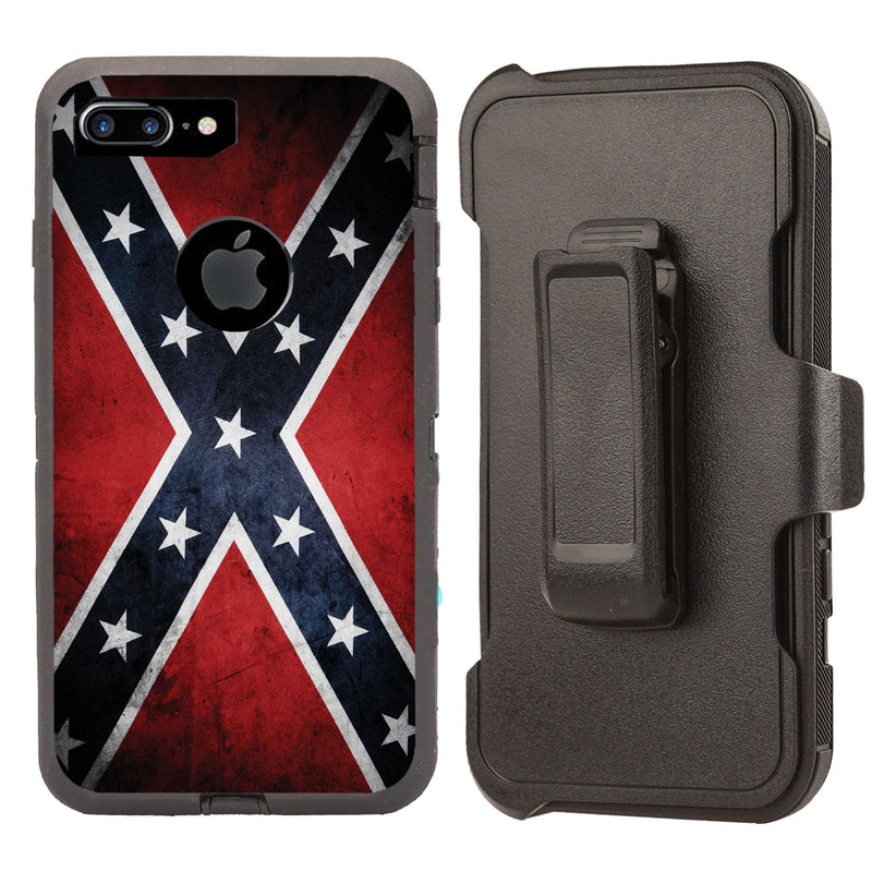 Shockproof Case for Apple iPhone 7+ 8+ Rebel Flag Cover Clip Rugged Heavy