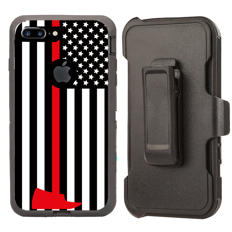 Shockproof Case for Apple iPhone 7+ 8+Fire Department Flag Cover Clip Heavy Duty