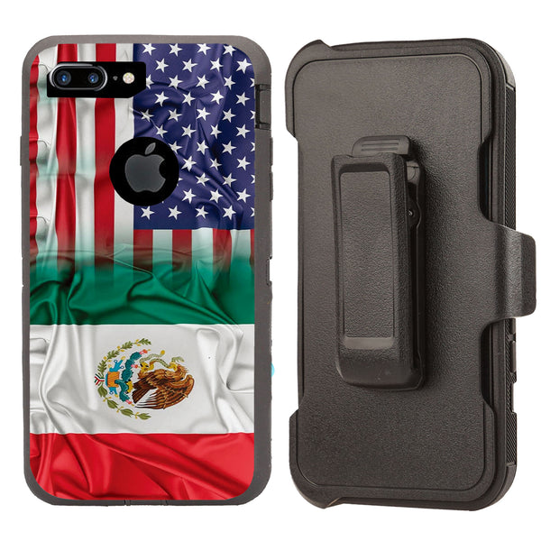 Shockproof Case for Apple iPhone 7+ 8+ Mexico USA Flag Combined