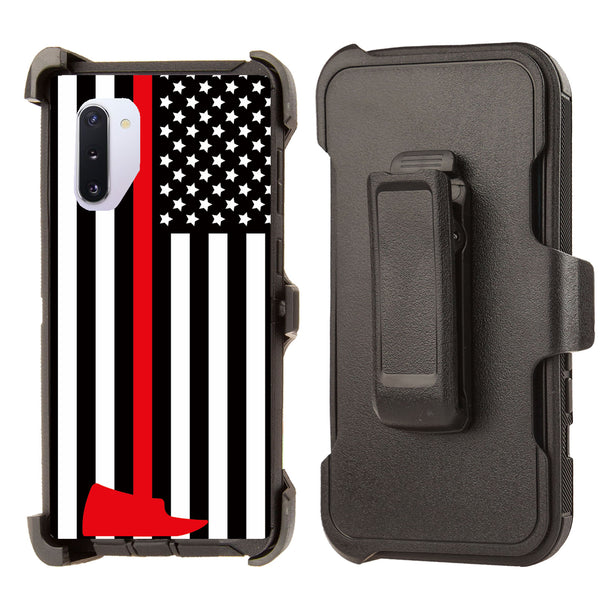 Samsung Galaxy Note 10 Shockproof Case Fire Department Flag Cover Clip Heavy Duty