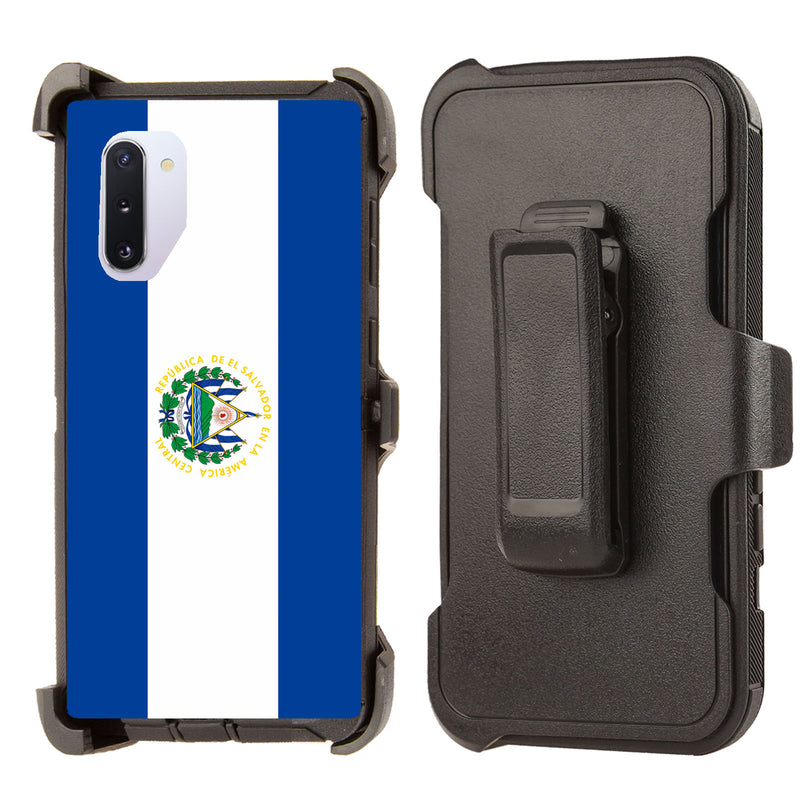 Samsung Galaxy Note 10 Shockproof Case Flag El Salvador Cover Clip Rugged