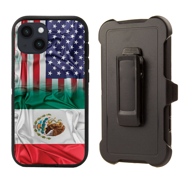 Shockproof Case for Apple iPhone 14 Mexico USA Flag Combined