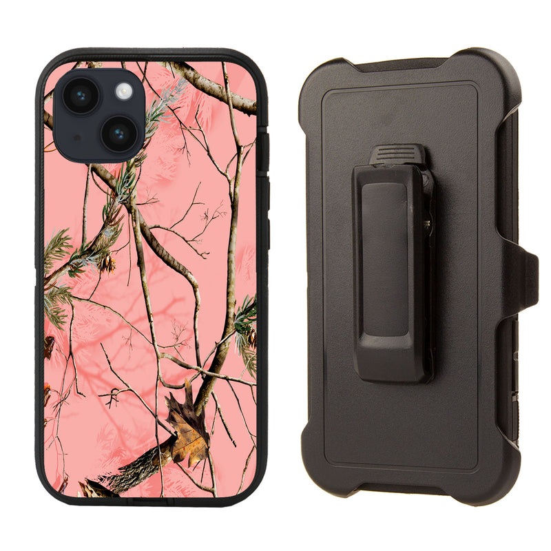 Shockproof Case for Apple iPhone 14 Camouflage Pink Cover Rugged Heavy Duty