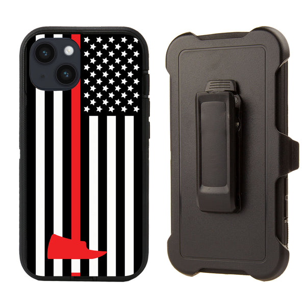 Shockproof Case for Apple iPhone 14 Fire Department Flag Cover Clip Heavy Duty