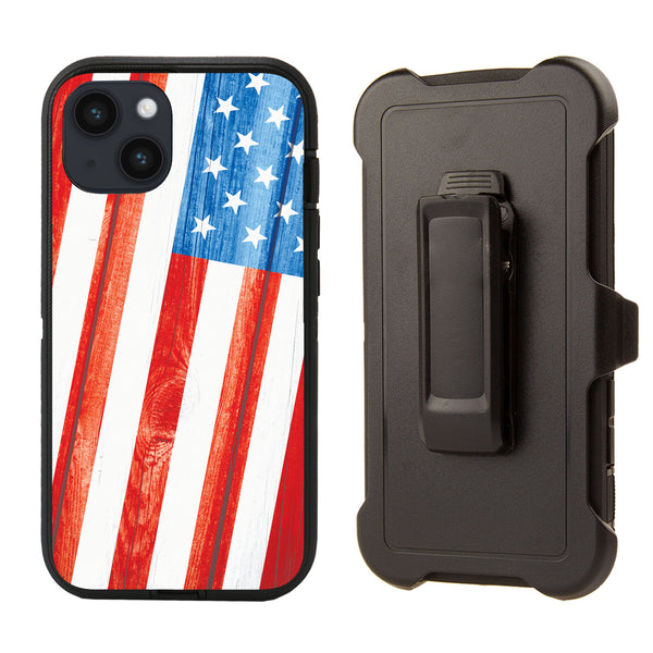 Shockproof Case for Apple iPhone 14 Flag USA Cover Rugged Heavy Duty