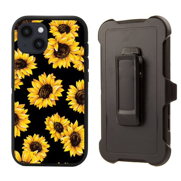 Shockproof Case for Apple iPhone 14 Sunflower Sun Flower Cover Clip Rugged