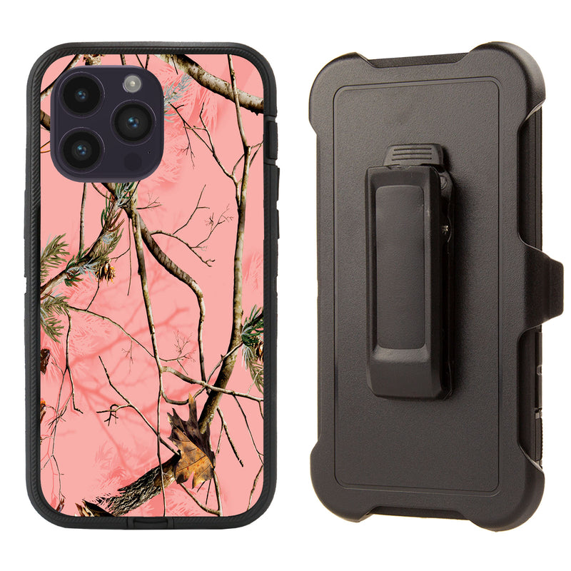 Shockproof Case for Apple iPhone 14 Pro Camouflage Pink Cover Rugged Heavy Duty