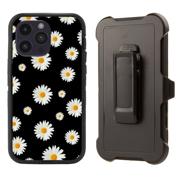Shockproof Case for Apple iPhone 14 Pro Daisy Flower Cover Rugged Heavy Duty