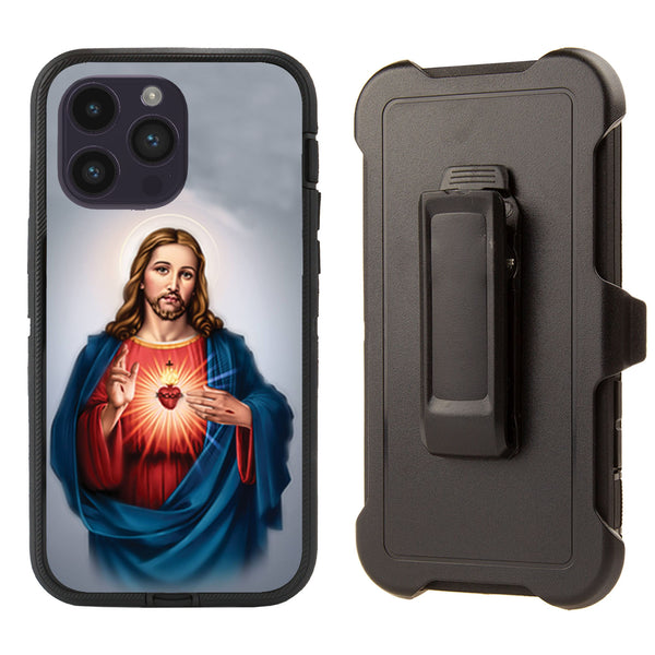 Shockproof Case for Apple iPhone 14 Pro Jesus Cover Clip Rugged Heavy Duty