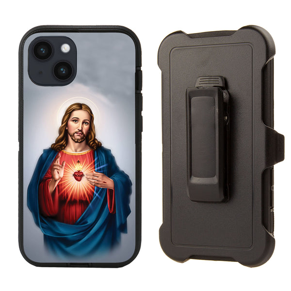 Shockproof Case for Apple iPhone 14 Plus/15 Plus (6.7 inch) Jesus Cover Clip Rugged