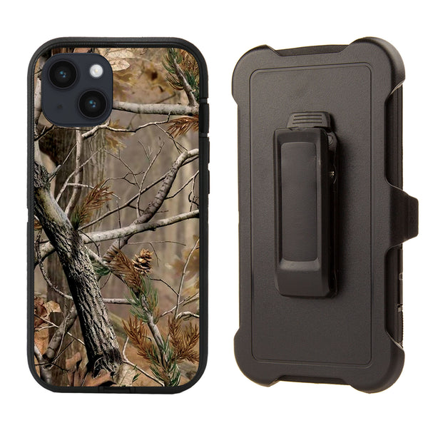 Shockproof Case for Apple iPhone 14 Plus/15 Plus Camoufalge Camouflage Tree Brown Cover