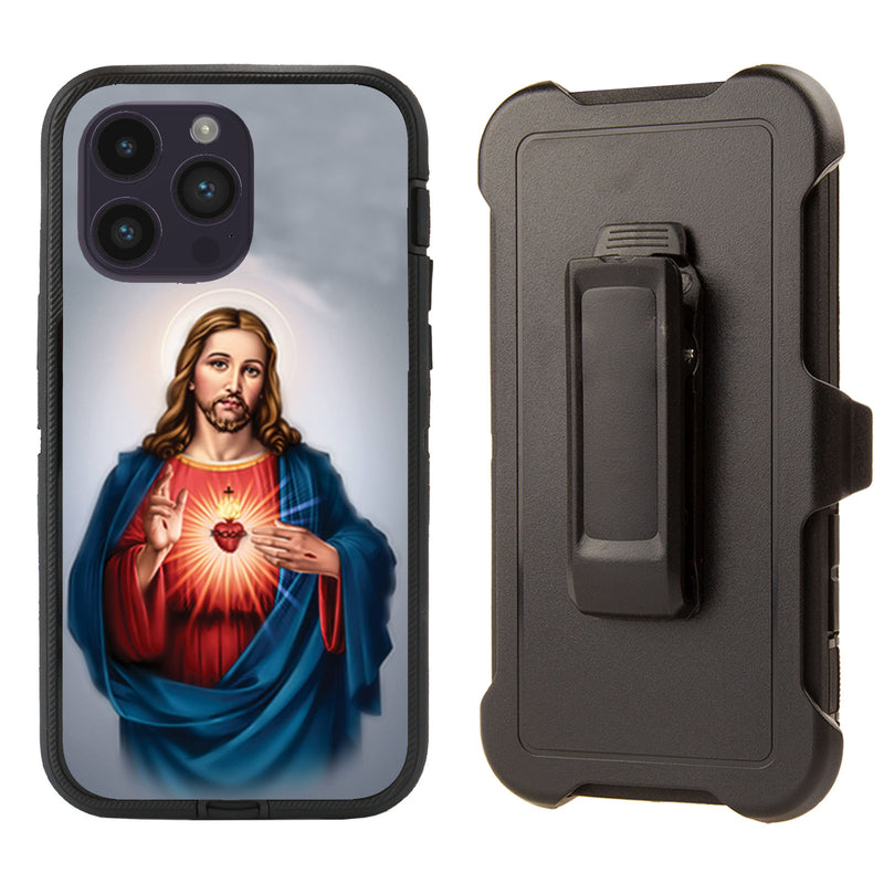 Shockproof Case for Apple iPhone 14 Pro Max Jesus Cover Clip Rugged Heavy Duty