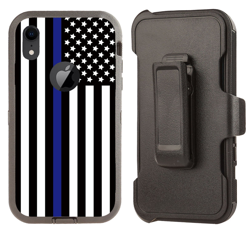 Shockproof Case for Apple iPhone XR Police Flag Cover Rugged Heavy Duty