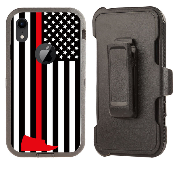 Shockproof Case for Apple iPhone XR Fire Department Flag Cover Clip Heavy Duty