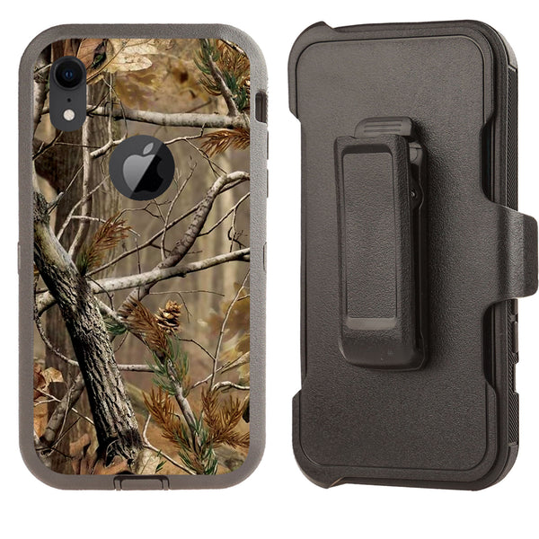Shockproof Case for Apple iPhone XR Camouflage Tree Brown Cover Clip Rugged