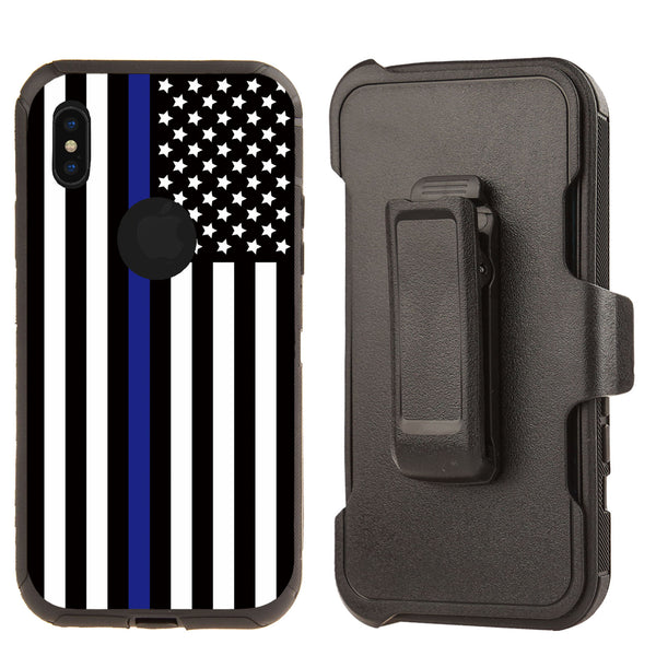 Shockproof Case for Apple iPhone XS Max Police Flag Cover Rugged Heavy Duty