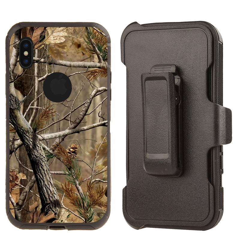 Shockproof Case for Apple iPhone XS Max Camouflage Tree Brown Cover Clip Rugged