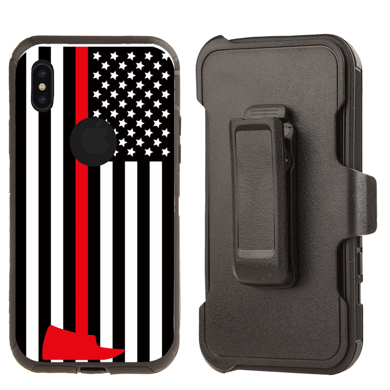 Shockproof Case for Apple iPhone XS Max Fire Department Flag Cover Clip Heavy