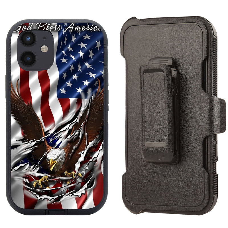 Shockproof Case for Apple iPhone 11 (6.1") Eagle Ripped Flag