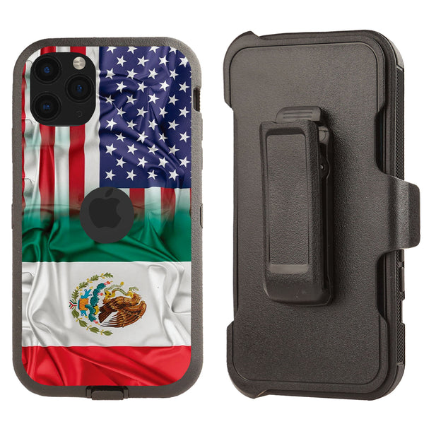 Shockproof Case for Apple iPhone 11 Pro Max Mexico USA Flag Combined Cover Clip
