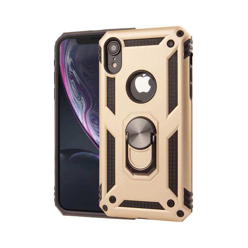 Apple iPhone XR Armor Magnetic Case Hybrid Metal Ring Holder Stand Gold