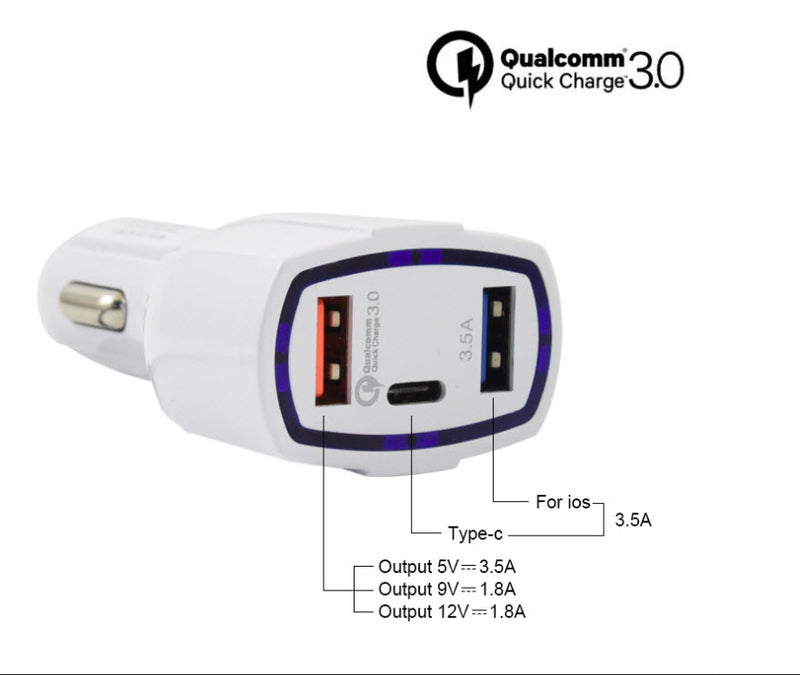 35W Car Charger PD Type C Usb Ports Fast Charger auto Adapter 7A Quick Charging