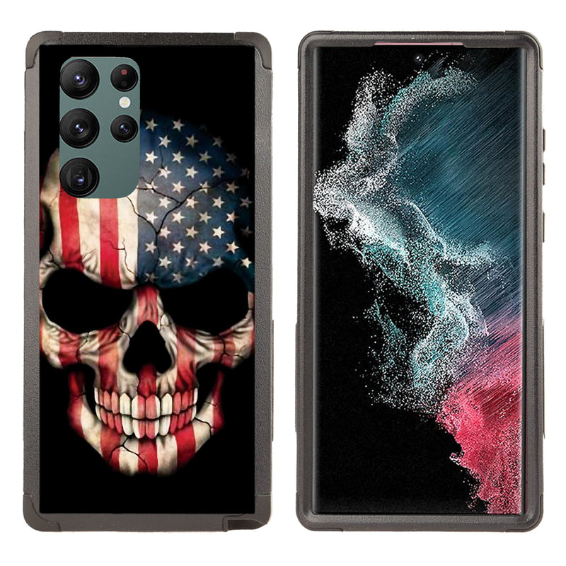 Shockproof Case for Samsung Galaxy S22 Ultra Cover Skull Flag