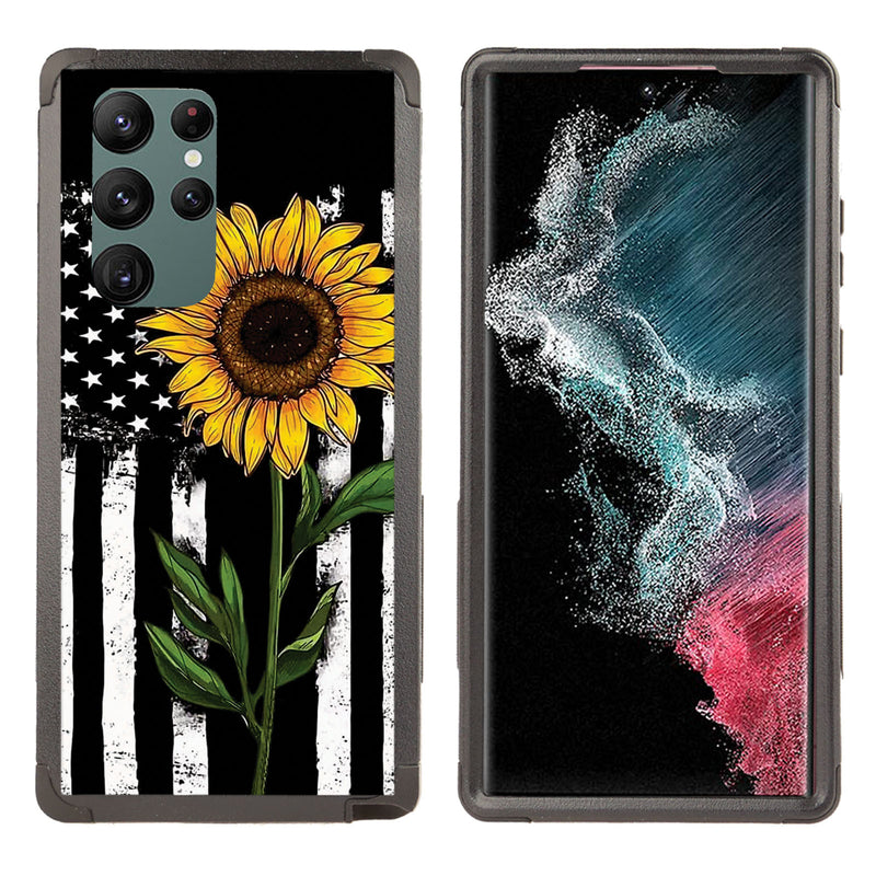 Shockproof Case for Samsung Galaxy S22 Ultra Cover Sunflower Flag