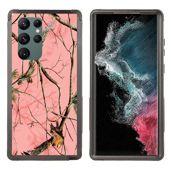 Shockproof Case for Samsung Galaxy S22 Ultra Cover Pink Camouflage