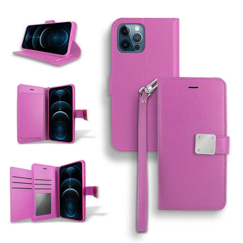 For Apple iPhone 14 Pro Max (6.7") Wallet Case Double Fold with Extra Card Slots Black