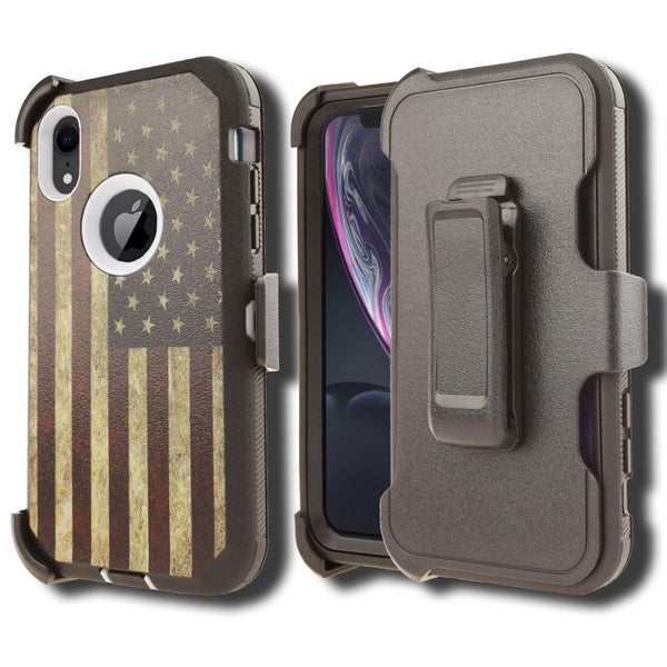 Shockproof Case for Apple iPhone XR Screen Protector Camouflage Clip Cover